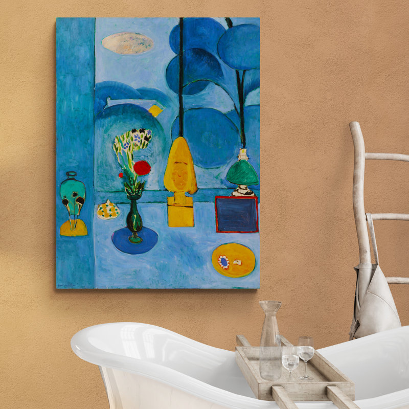 The Blue Window by Henri Matisse - Closed Corner Frame Print on Canvas, 117cm H x 81cm W x 4cm D