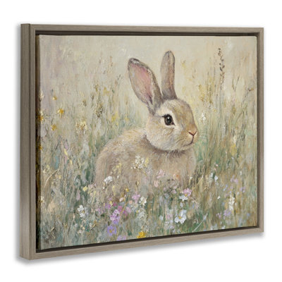 Lapin de couleur douce dans un cadre flottant, pré par Petal Prints Design