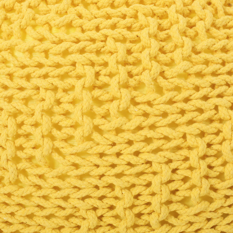 Repose-pieds tricoté en coton tricoté, en jaune et en option, capacité de poids de 200 lb, résistance aux accessoires décoratifs, nettoyage des taches seulement, bourre de perles, profondeur 20 x largeur 14