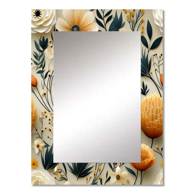 Ellerslie Botanical Nomad Boho Pattern - boho  Decorative Mirror, Floral, Nature Large Wall Mirror, Printed Metal Art