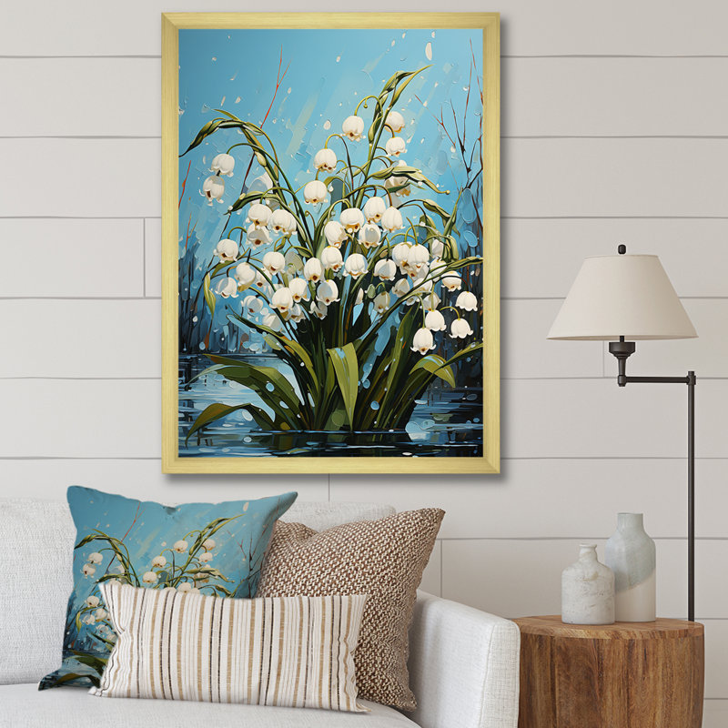 «Green Snowdrops», art mural sur toile, H 32 po x l 16 po, Cadre doré simple