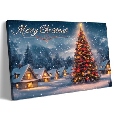 Abiella Decor - impression de scène d'hiver douillette, peinture d'arbre de Noël, œuvre d'art de maison de campagne pour le salon, la chambre à coucher, cuisine, 12 po x 16 po