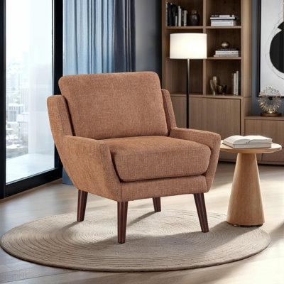 Fauteuil d'appoint moderne et contemporain Wasola de 26,5 po avec revêtement en chenille, pieds en bois massif espresso, ressorts en mousse