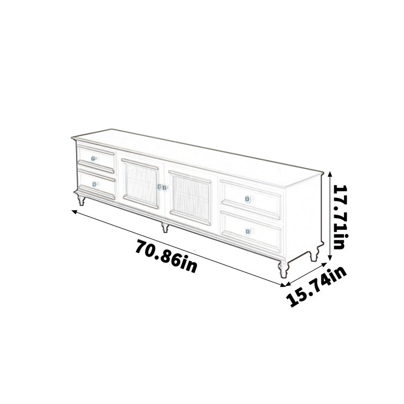 Black design-oriented TV Stand, 17.71"H x 70.86"L x 15.74"W
