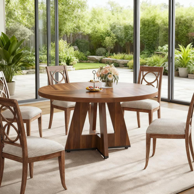 47 Inch Round Dining Table, Walnut