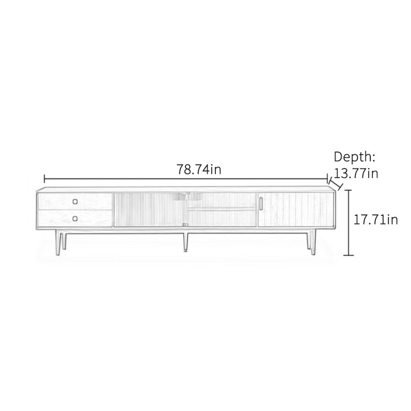 Meuble télé en bois massif de style rétro Ten, 78.74"
