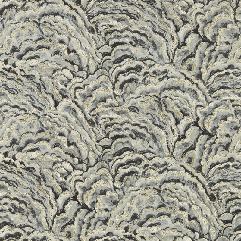 Exotica 10.05m x 52cm Metallic Wallpaper Roll, Noir/Gilver