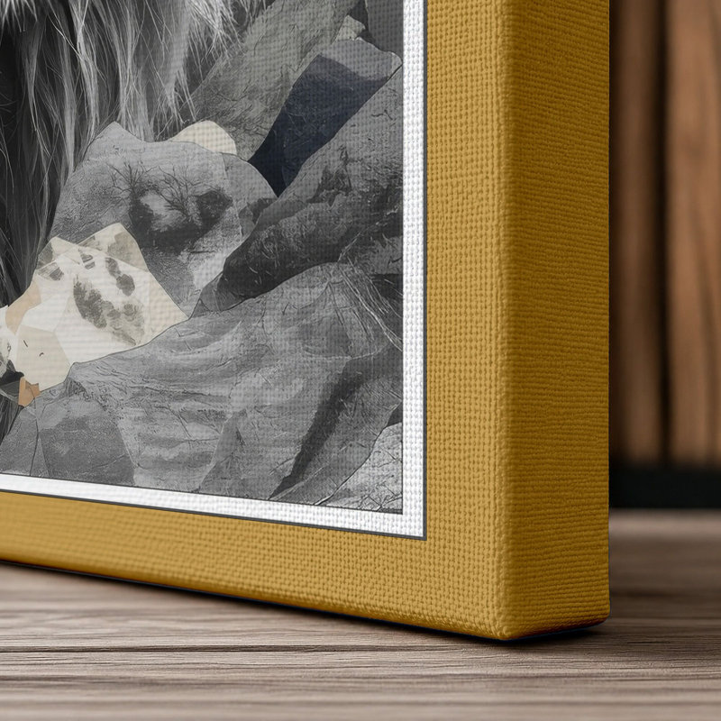 Noble Lion Modern - Wrapped Canvas, 24x16 - 61.0 x 40.6 cm, Ochre Border