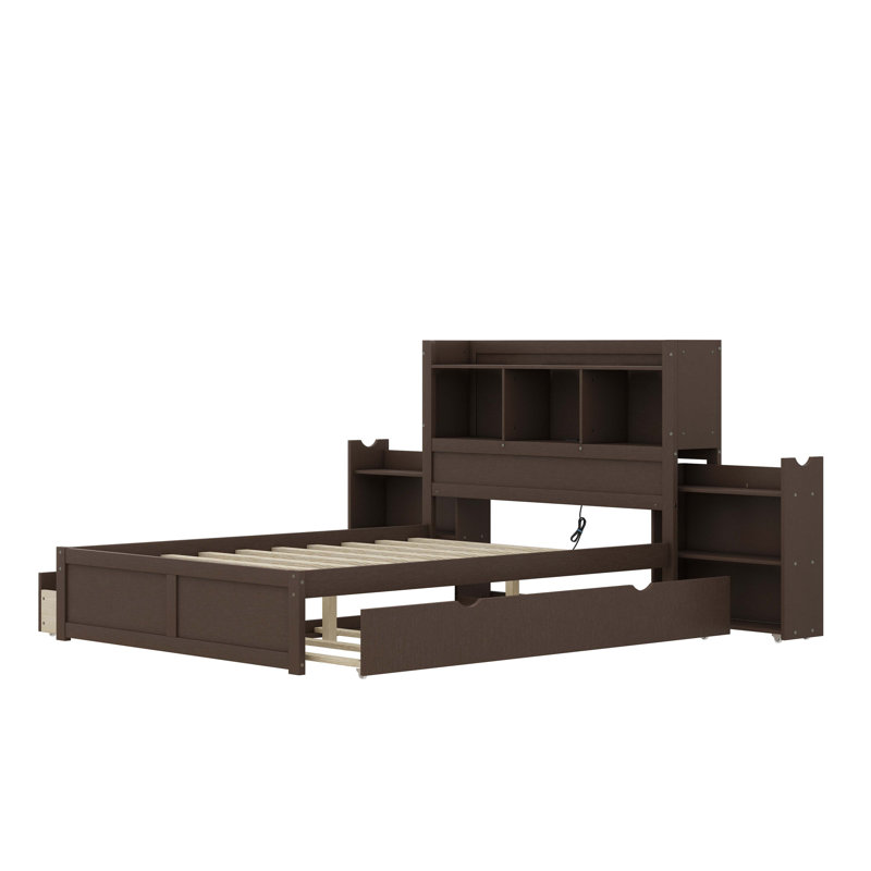Haniel Storage Platform Bed With Pull Out Shelves, Espresso