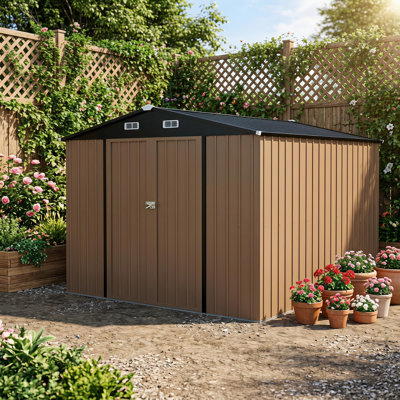 Abri de jardin Decksplore de 3 m de large x 3 m de profondeur avec abri à outils de jardin en métal verrouillable