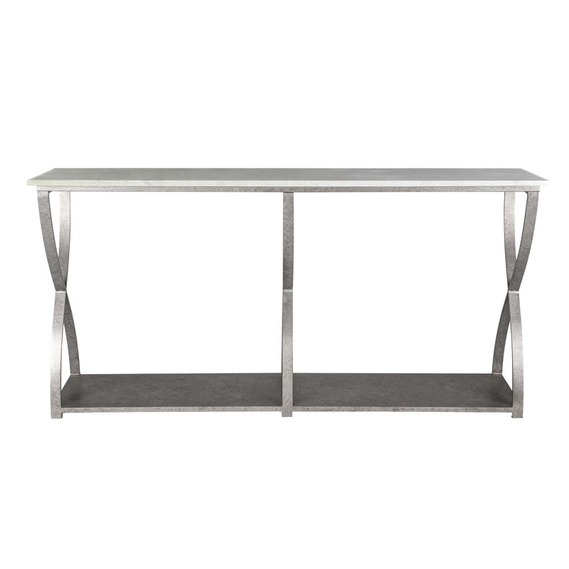 Mary Belle 72'' Console Table, Carrera Marble, Royal Silver