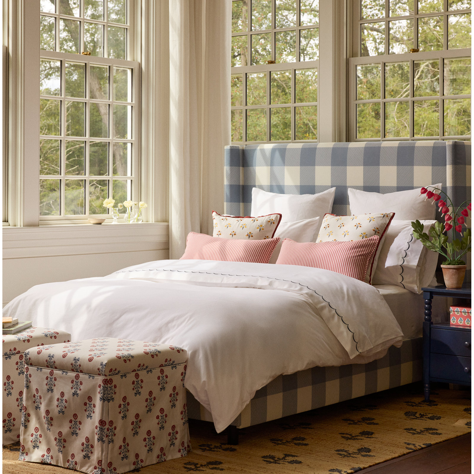 Camillo Cotton Sheet Set, King Sheet Set + Fitted Sheet + 2 Pillowcases, Navy