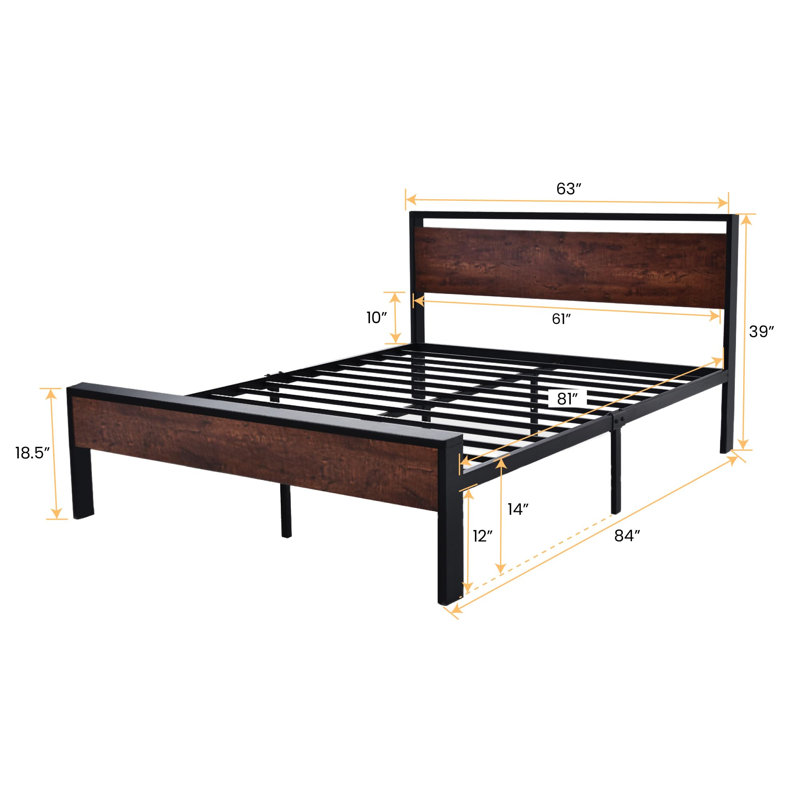 14 Inch Metal Platform Bed Frame, Queen