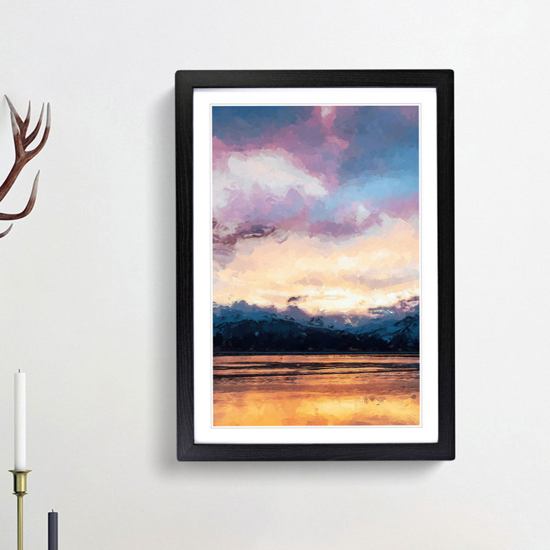 Clouds Above the Mountains in Abstract - Picture Frame Graphic Art Print, Black Framed, 48cm H x 36cm W x 2cm D