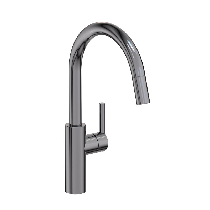 East Linear Single Handle Pull Down Kitchen Faucet, Midnight Chrome
