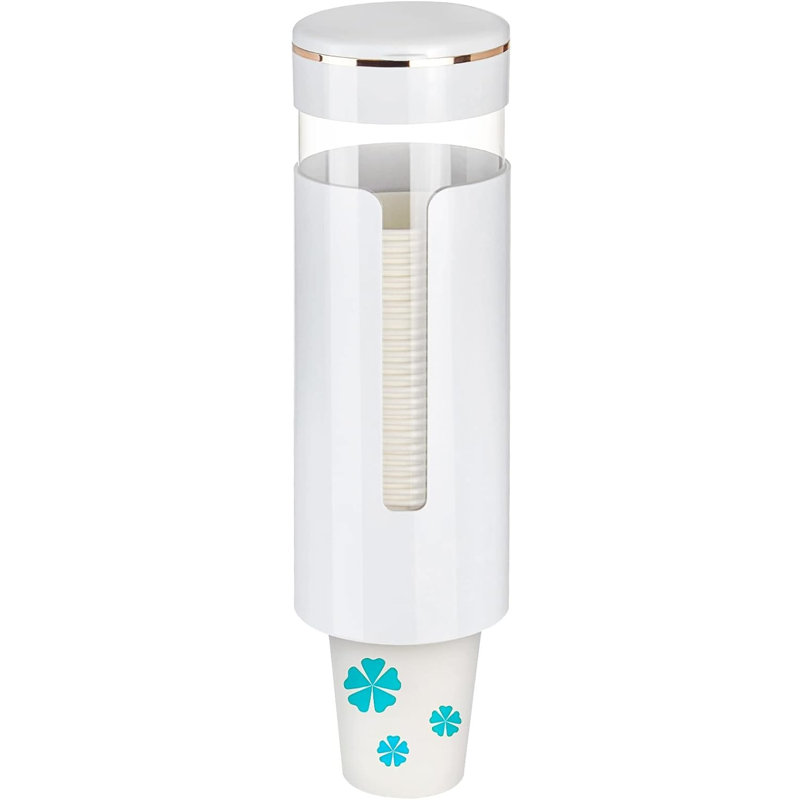 Dia 3.7" Plastic Coffee Cup Dispenser, White
