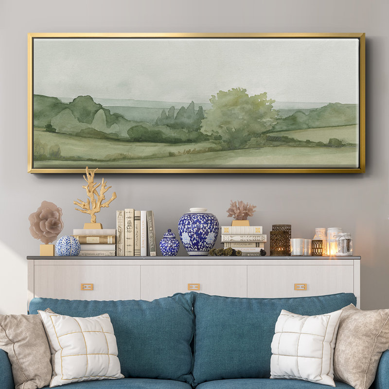 Croquis de paysage rétro II, toile encadrée, H 20 po x l 50 po