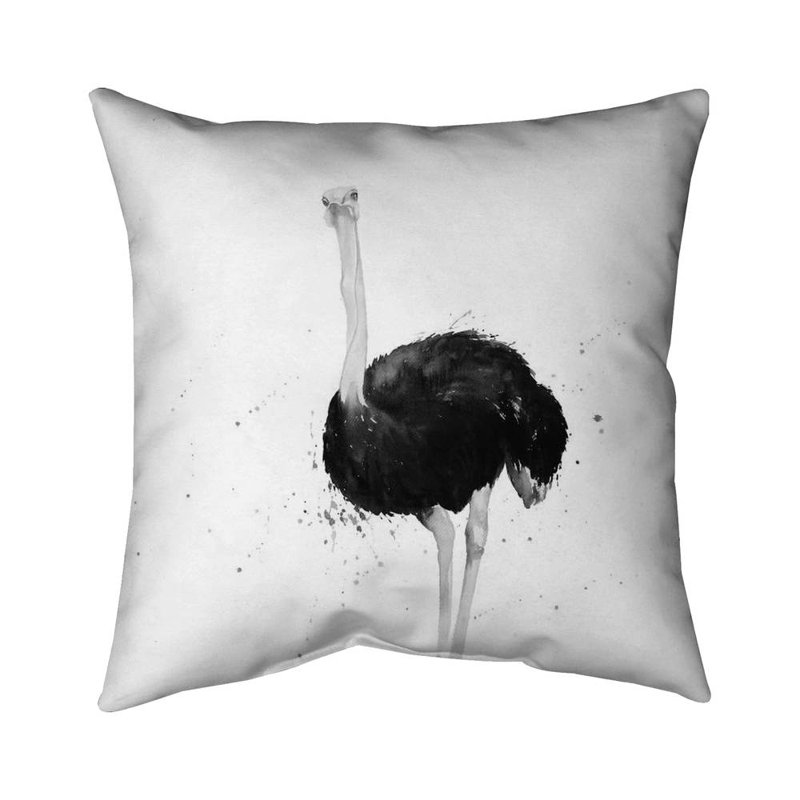 Ostrich in watercolor - 20"x20" Throw pillow cover - Poly twill - Print on demand