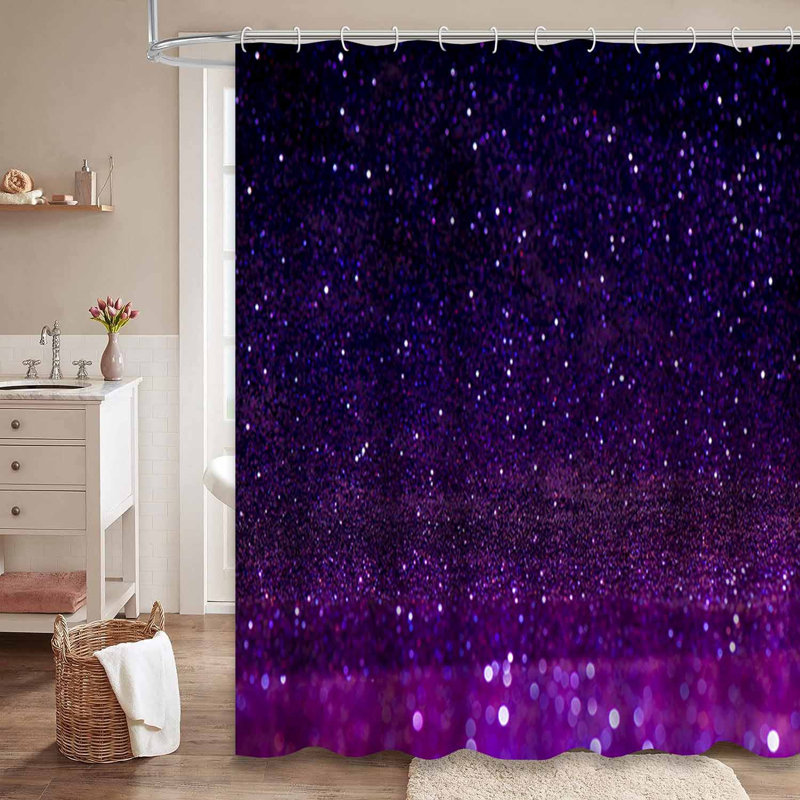 Purple Waterproof Shower Curtain, Shower Curtains for Bathroom with 12 Hooks, 72" L x 72" W