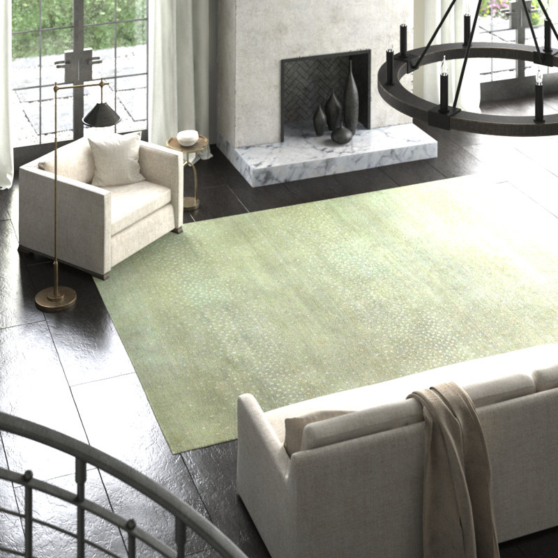 Aurora Area Rug in Green/Silver, Rectangle 9' x 12'