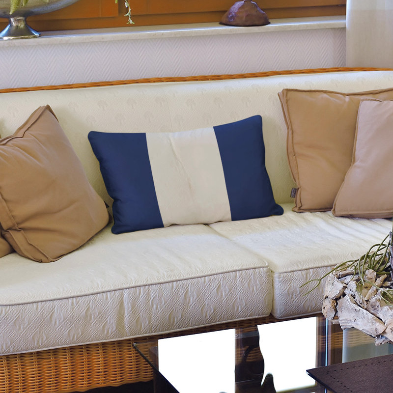 Housse de coussin lombaire Atlanta, Blanc / bleu, New-York, grand
