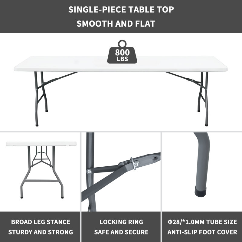 Table pliante robuste en plastique rectangulaire de 96 pi 8 po