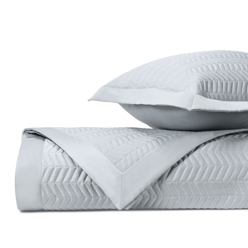 Chester Quilted Sateen Coverlet Set, Blue Gray, Twin Coverlet + 1 Standard Sham 