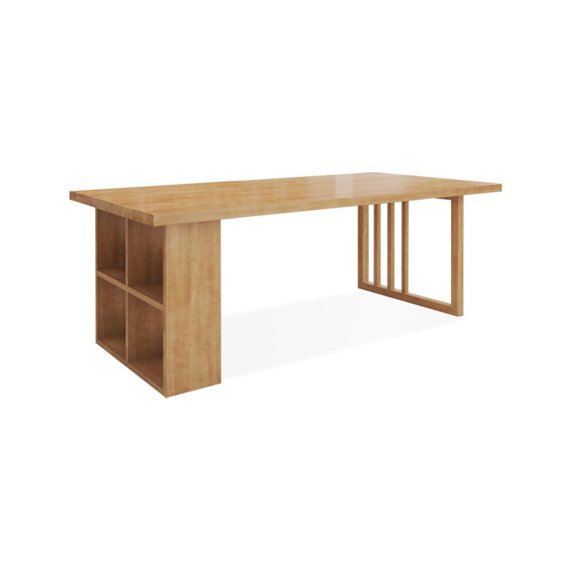 Bureau rectangulaire brun en bois massif, H 29,53 po x l 62,99 po x P 27,56 po