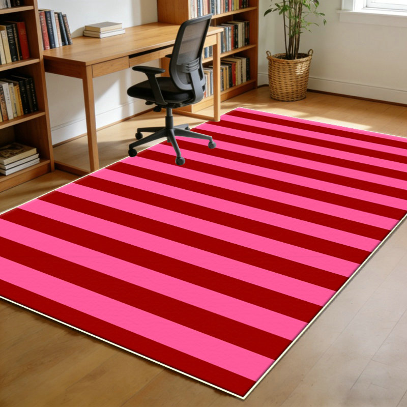Pink bedroom carpet, washable anti slip area carpet, suitable for soft retro thin fan-shaped carpet for home decoration in kindergarten dormitories