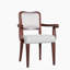 Ensemble de 2 chaises de salle à manger rembourrées à finition noyer - Fauteuils traditionnels avec lignes courbes, structure en bois franc massif et accoudoirs rembourrés, élégantes chaises d'appoint en tissu beige pour la salle à manger ou la cuisine