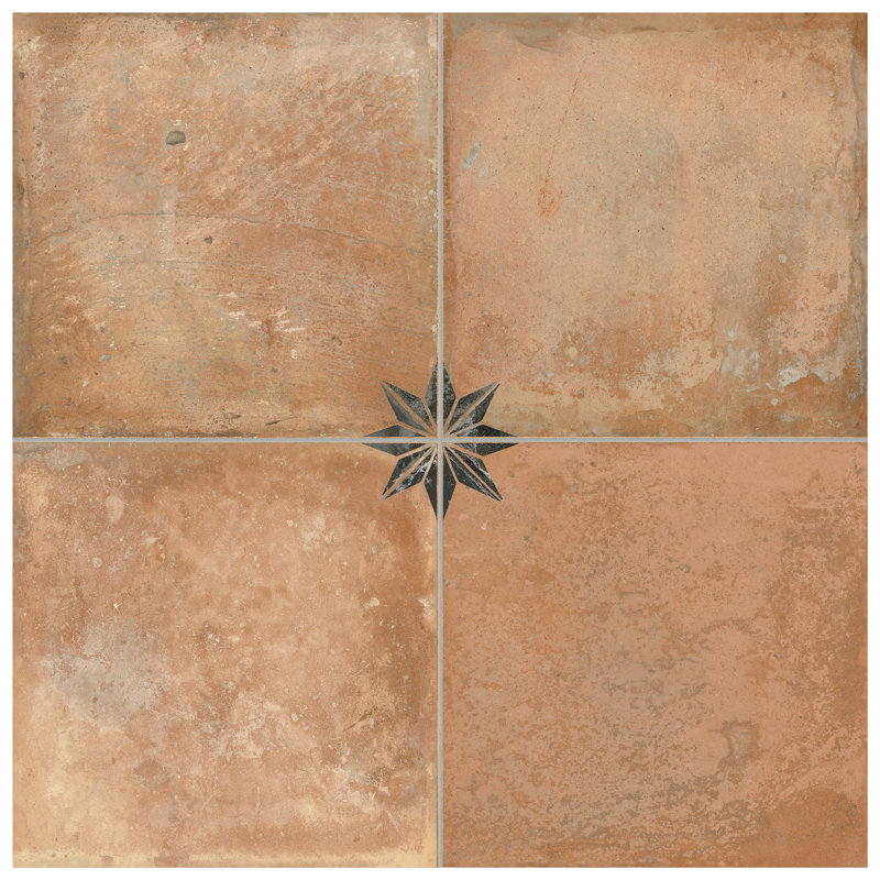 Carreau de porcelaine pour plancher et mur 17-7 / 8 po x 17-7 / 8 po Kings Nonna, Orange/Black