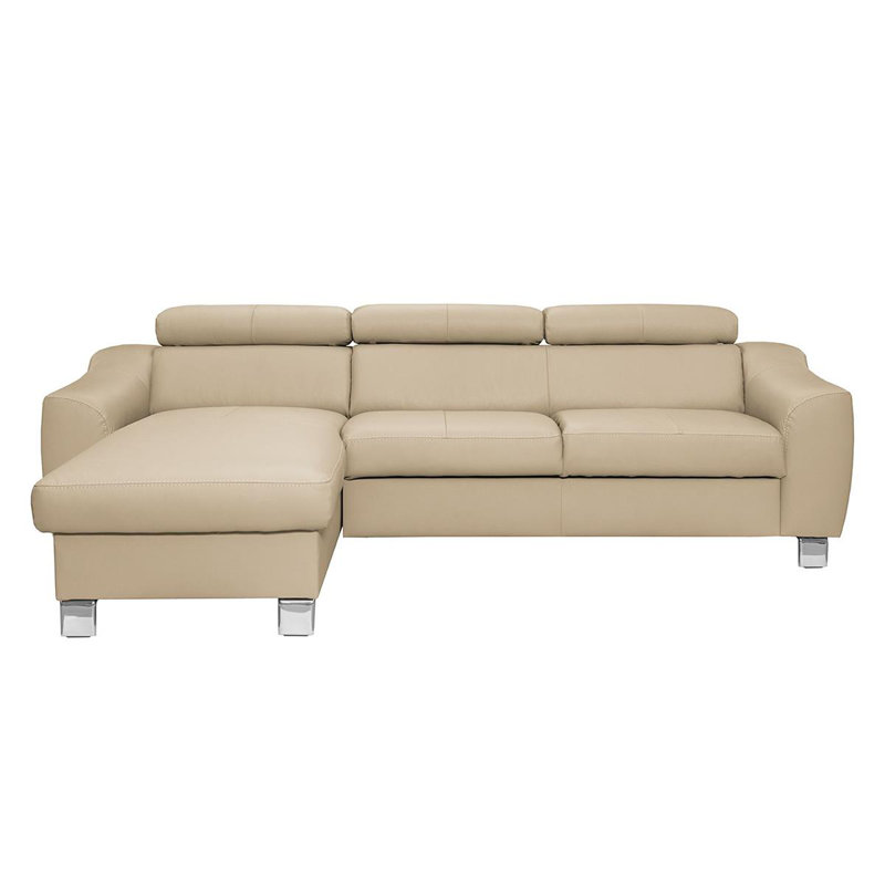Avaiyah Leather Chaise Sofa with Sleeping Function and Storage, Left Hand Facing, Beige, No