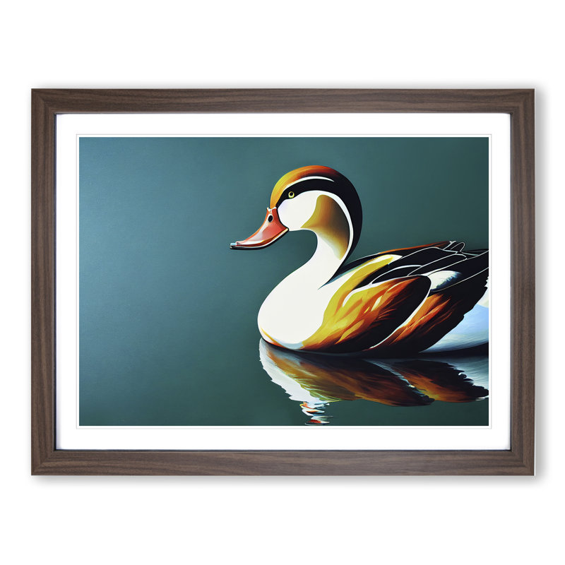 Electrifying Duck - Single Picture Frame Painting, 34cm H x 46cm W x 2cm D, Walnut