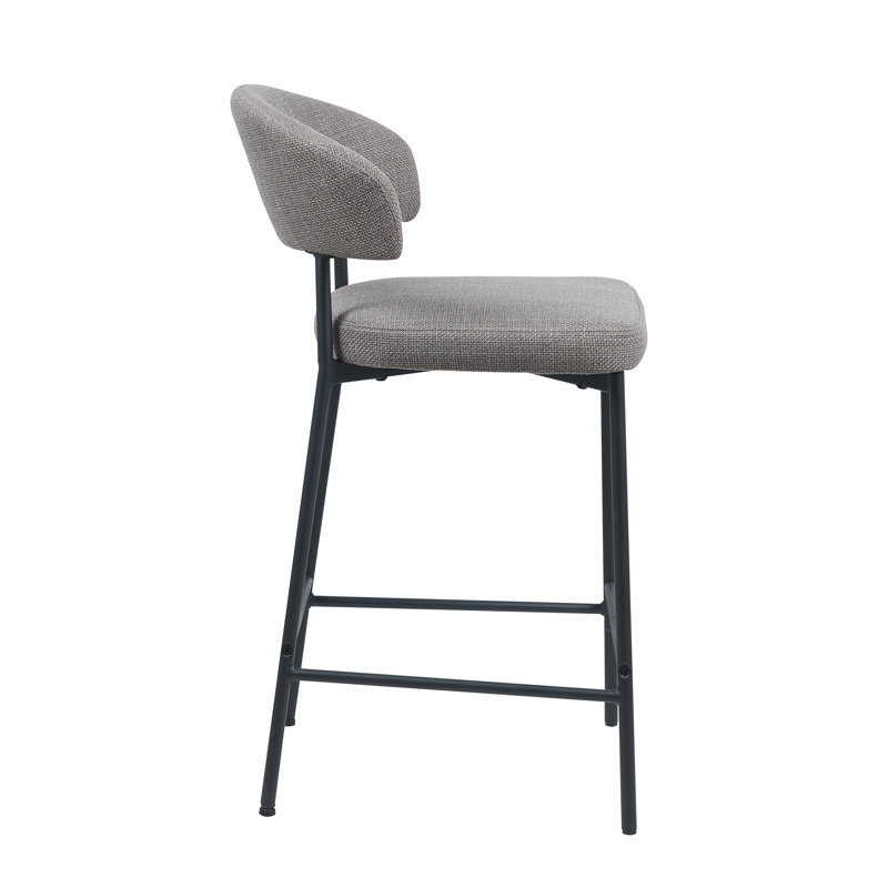 Tabouret de comptoir moderne à dossier courbé (ensemble de 2), Gris anthracite