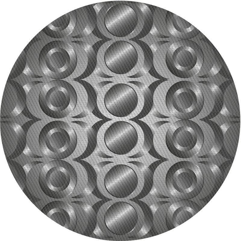 Tapis gris/noir tissé à la machine, Rond 6 pi