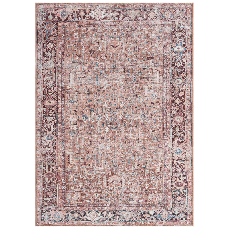 Kuester Oriental Rust Machine Washable Area Rug, Rectangle 3'11" x 5'6"