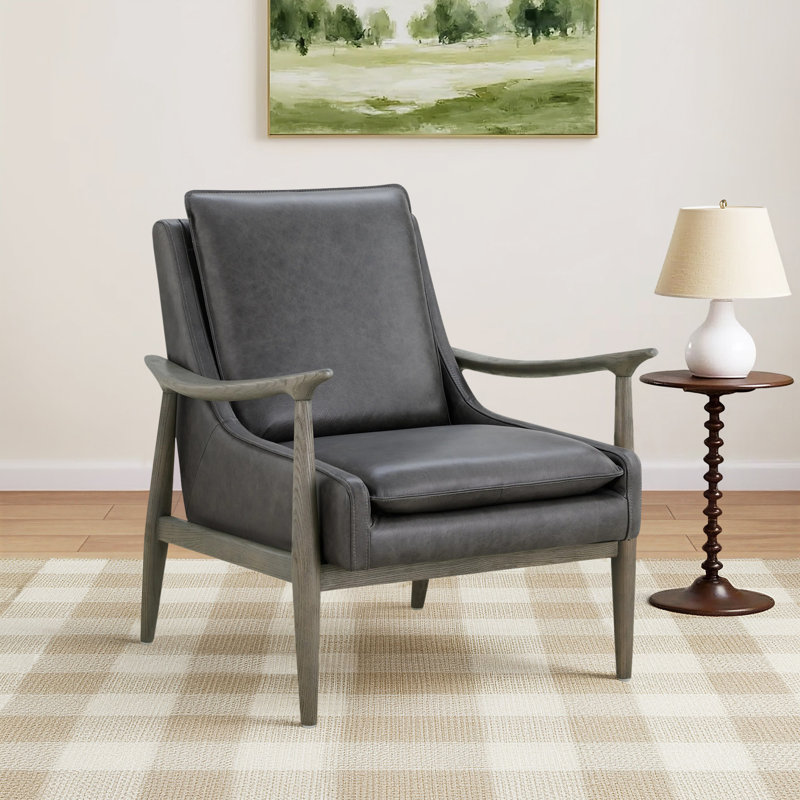 Caigan Abbyton Genuine Leather Accent Chair