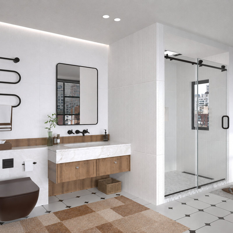 Cozy l 30 po x H 36 po Miroir de salle de bain mural avec cadre noir mat, Noir mat, 30 po x 36 po