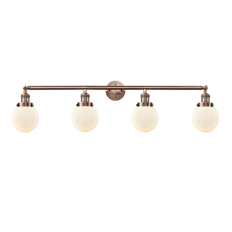 Clementina 4 - Light Dimmable Vanity Light, 60 Watt Vintage Incandescent Bulb, Clear, Antique Copper