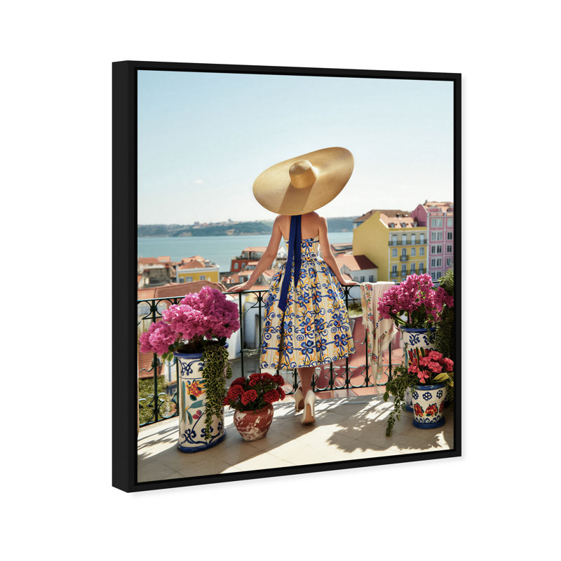 Lisbon Balcony Print by Oliver Gal, 21"H x 25"W, Black Floater Frame