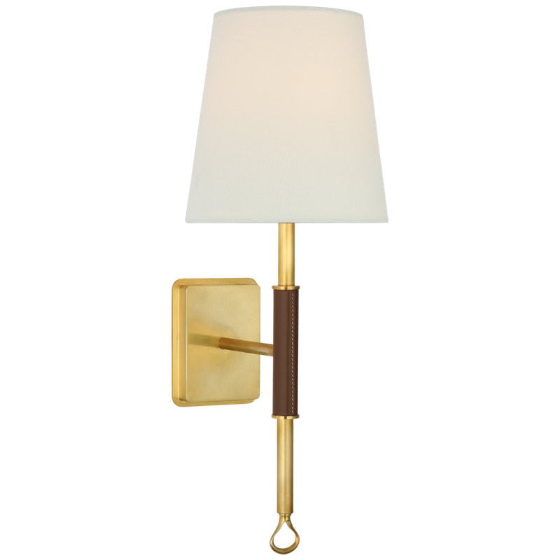 Griffin 1 - Light Wallchiere, Hand-Rubbed Antique Brass/Saddle Leather