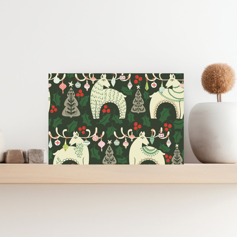 Whimsical Christmas Reindeer Rustic Whimsical Abstract Christmas Tree Deer Winter Landscape Wall Art Print 1 Piece Wrapped Canvas Wall Art