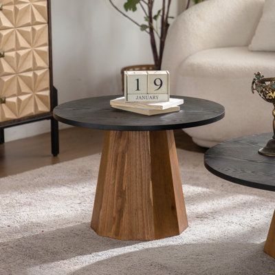 Table basse ronde en bois à piédestal robuste pour salon facile à assembler