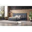 Grand lit plateforme tapissier avec grande tête de lit, mobilier de chambre à coucher, velours, gris