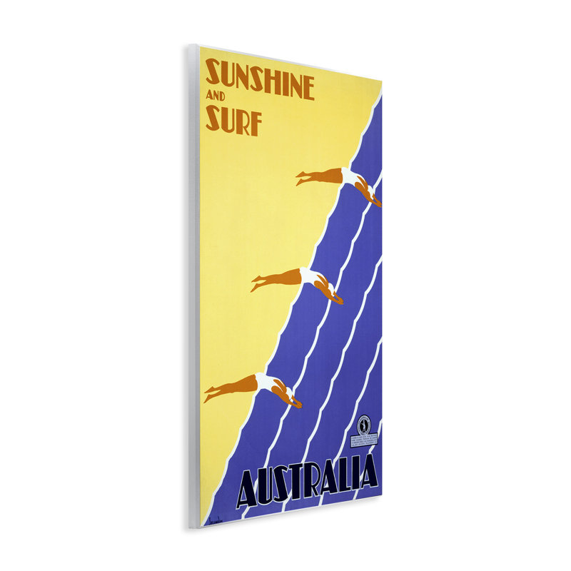 Plaque murale Sunshine & Surf Australie, design par Marcus Jules, H 19 po x l 13 po