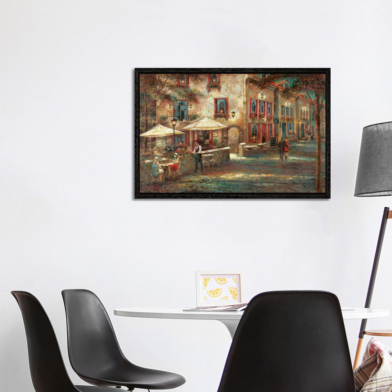 Courtyard Café by Ruane Manning - Gallery-Wrapped Canvas Giclée on Canvas, Black Framed, 101.6 cm H x 66.04 cm W