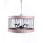 Lustre cylindrique à six lumières à intensité variable en bois noir et naturel et métal