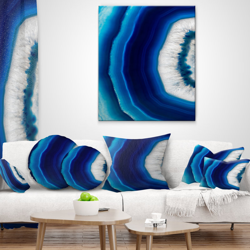 Coussin décoratif en cristal designart’blue agate Abstract, Coussin décoratif, 16 po x 1 po