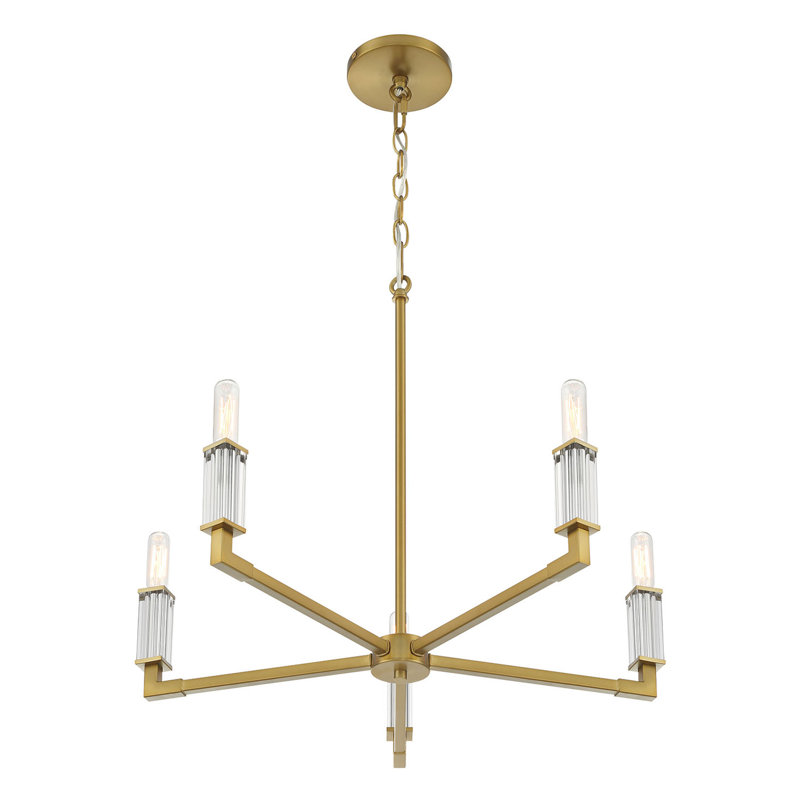 Jahrell 5 - Light Soft Brass Candle Style Pendant