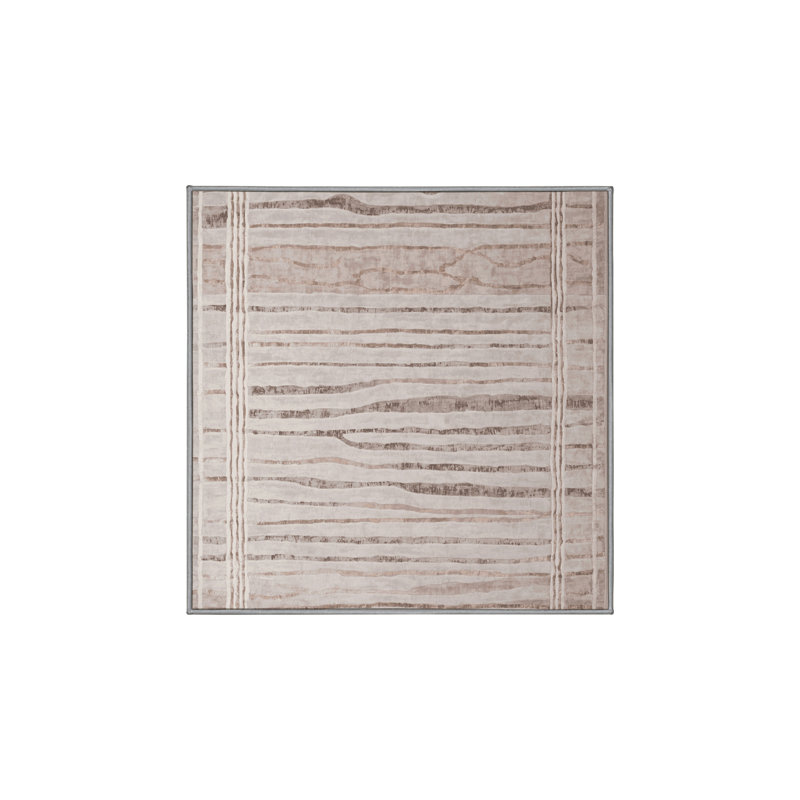 Machine Washable Gray Area Rug, Square 3'